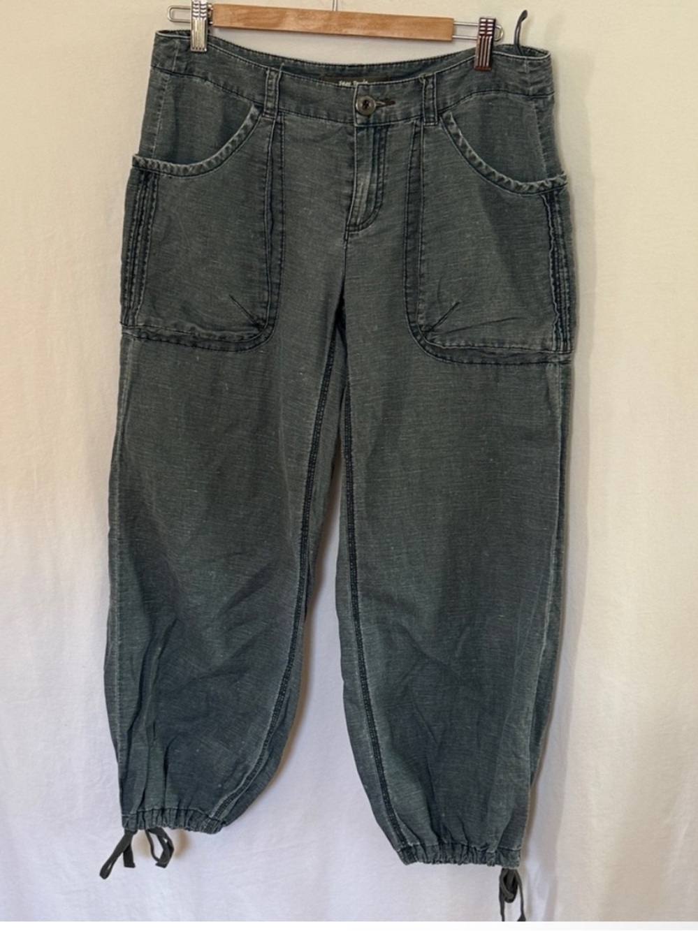 Free People green/grey Washed Button-Front Pants